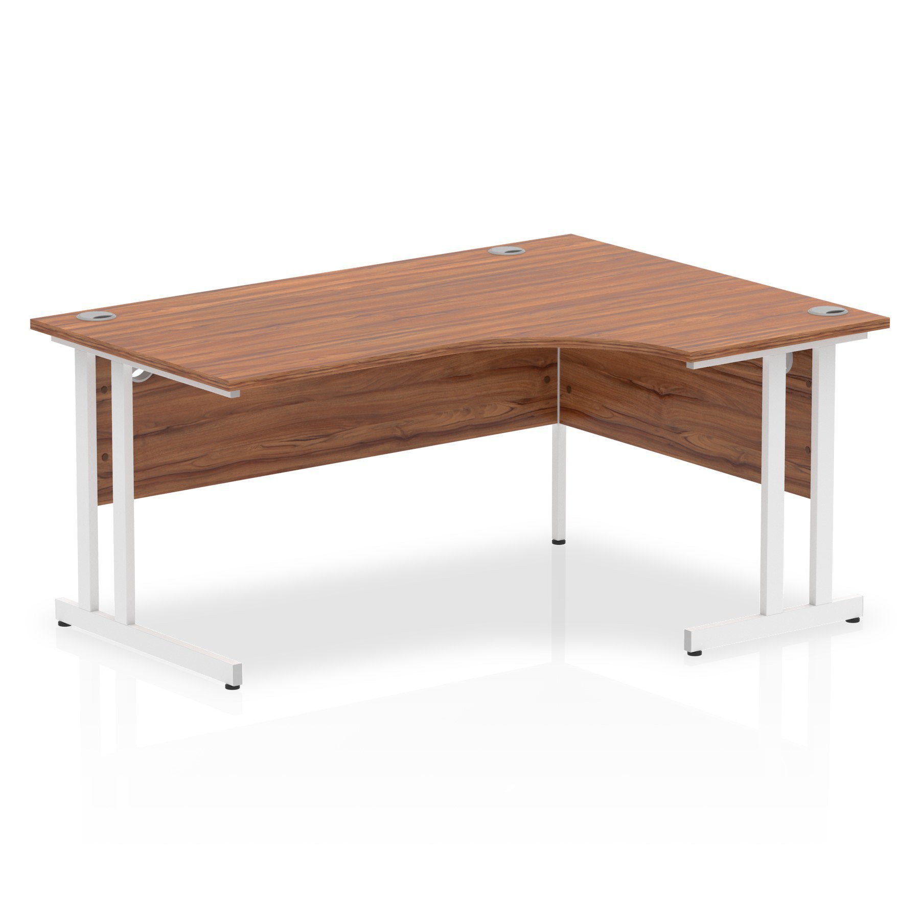 Impulse Contract Right Hand Crescent Cantilever Desk W1600 x D1200 x H730mm Walnut Finish/White Frame - I002135 DD