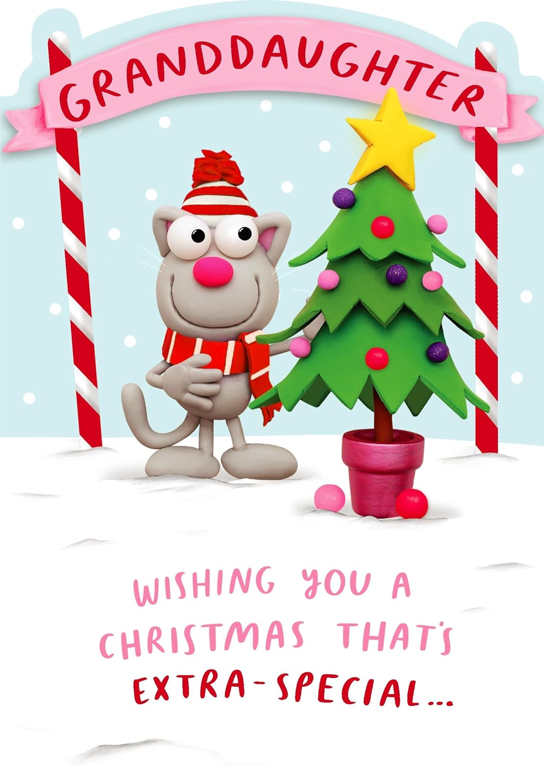Crackers Extra-Special Granddaughter Funny Cat Christmas Greeting Card