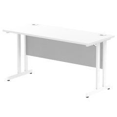 Impulse 1400 x 600mm Straight Desk White Top White Cantilever Leg MI002202 DD