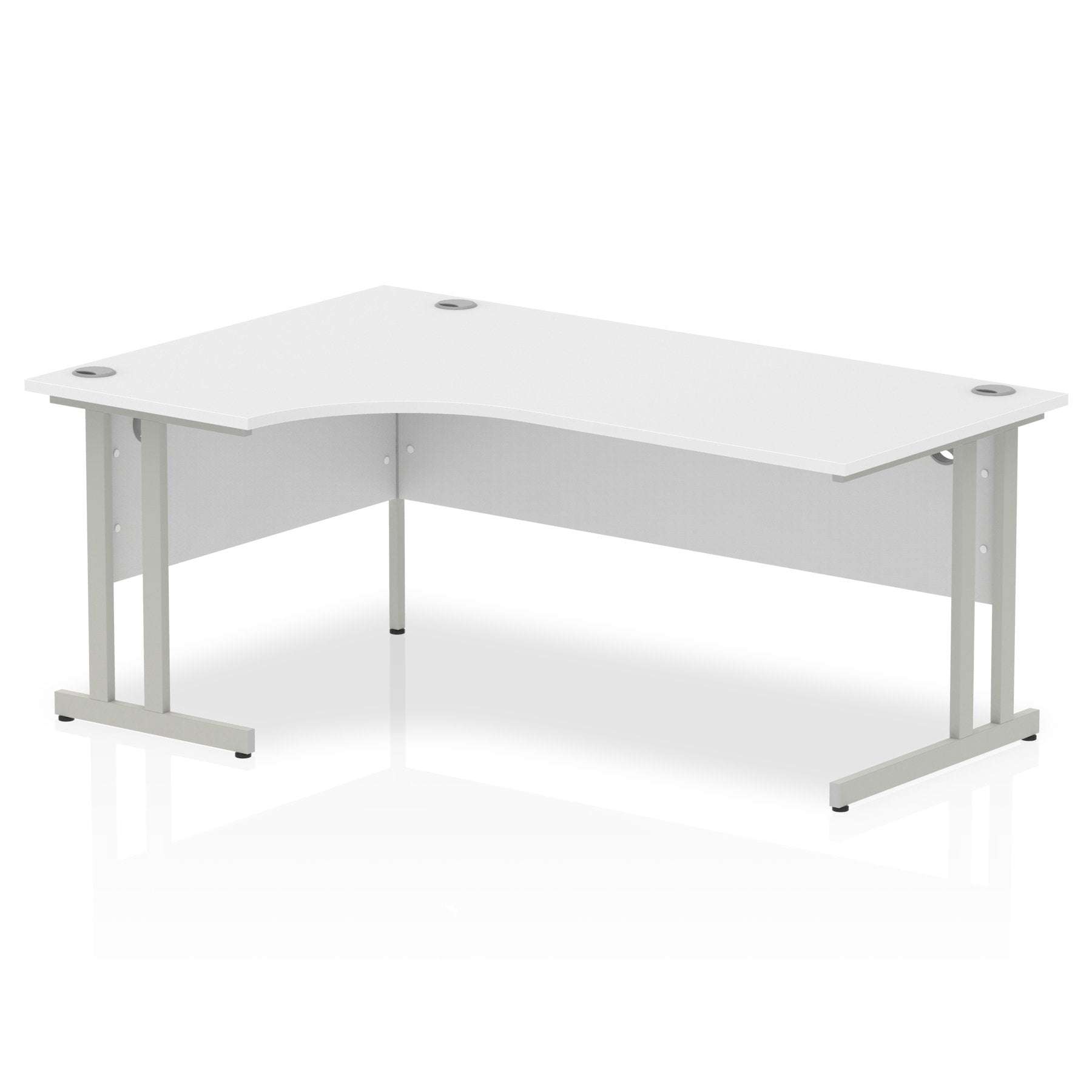 Impulse Contract Left Hand Crescent Cantilever Desk W1800 x D1200 x H730mm White Finish/Silver Frame - I000323 DD