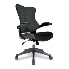 Nautilus Designs Mercury 2 High Back Mesh Executive Office Chair With AIRFLOW Fabric Seat and Folding Arms Black - BCM/L1304/BK DD