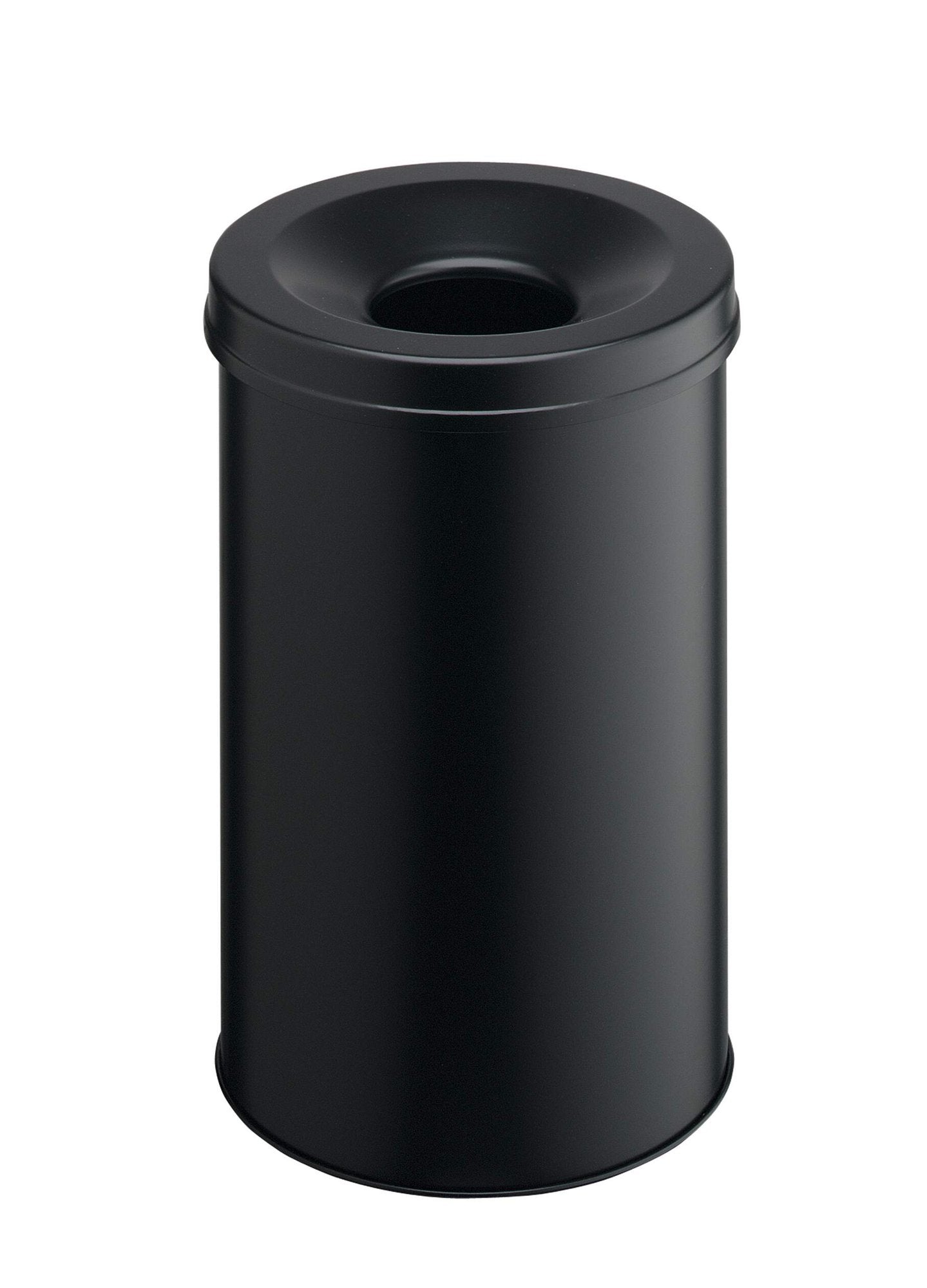 Durable SAFE Metal Waste Bin 30 Litre Capacity with Self-Extinguishing Lid for Fire Safety Black - 330601 DD