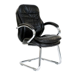 Nautilus Designs Santiago High Back Italian Leather Faced Executive Visitor Chair With Integrated Headrest and Fixed Arms Black - DPA618AV/LBK DD