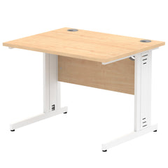 Impulse 1000 x 800mm Straight Desk Maple Top White Cable Managed Leg MI002496 DD