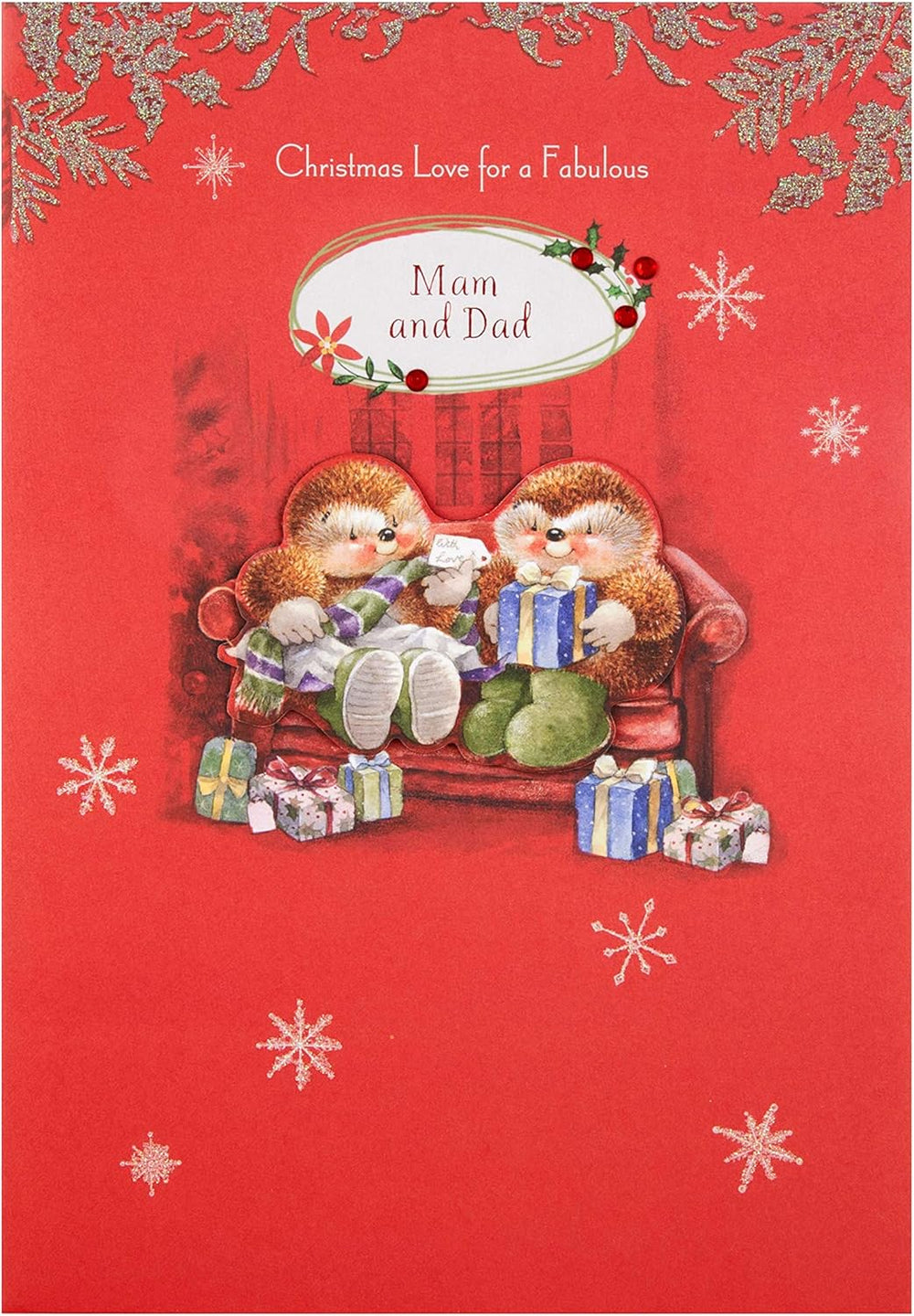 Mam and Dad Christmas Greeting Card with Heartfelt Festive Wishes and Warm Seasonal Design