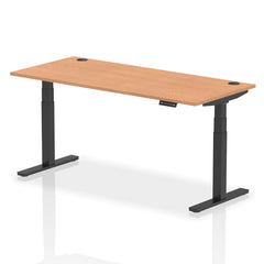 Dynamic Air 1800 x 800mm Height Adjustable Desk Oak Top Cable Ports Black Leg HA01224 DD