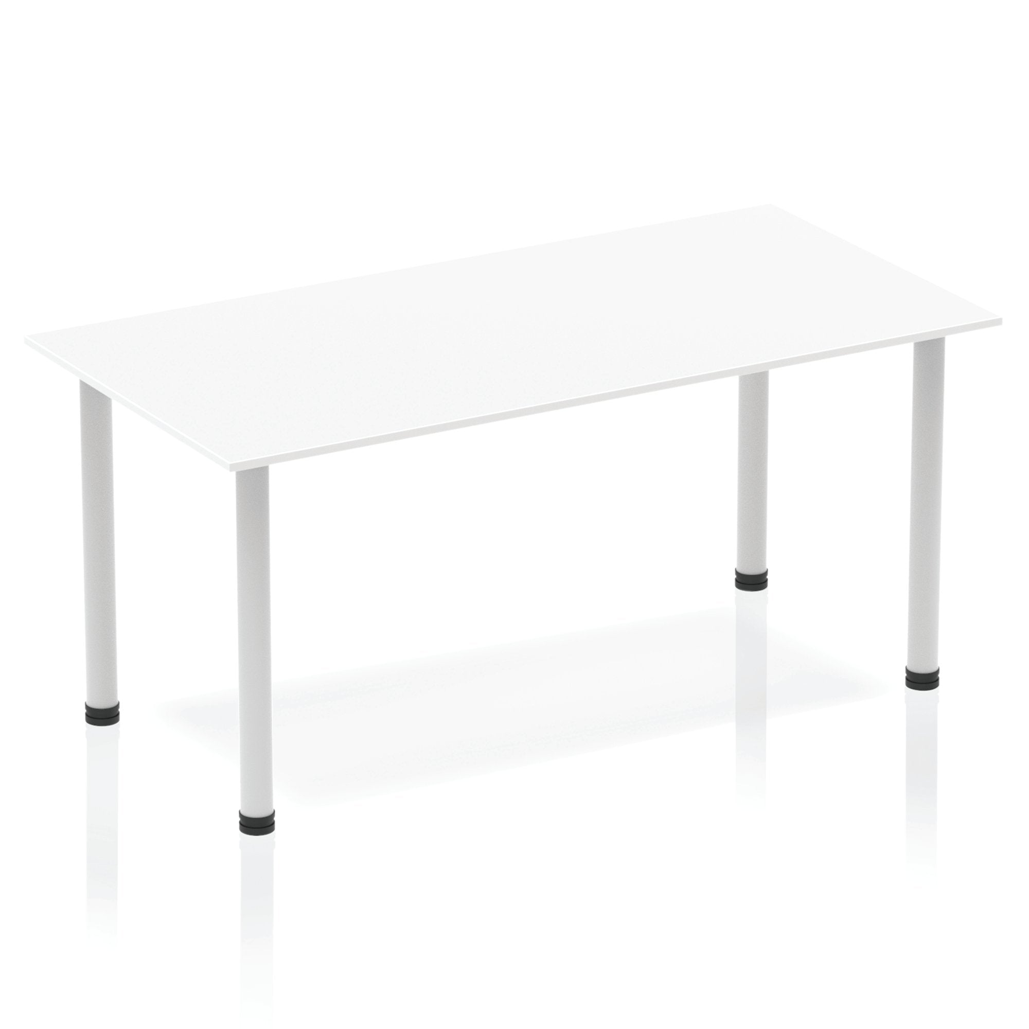 Impulse 1600mm Straight Table White Top Silver Post Leg BF00174 DD