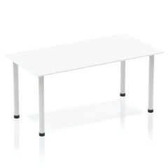 Impulse 1600mm Straight Table White Top Silver Post Leg BF00174 DD