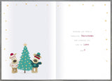 Christmas Greeting Card for Daughter and Son-in-Law – Cute Boofle Embellished Festive Design