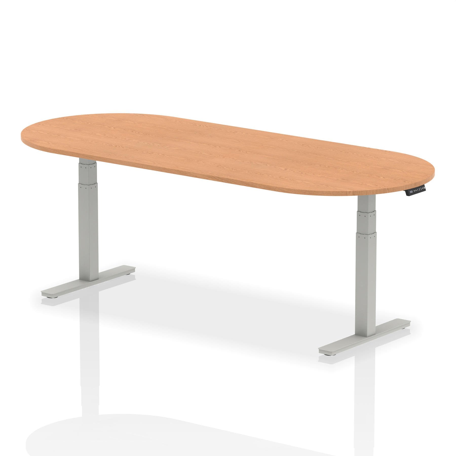 Dynamic Impulse W2400 x D1000 x H660-1310mm Height Adjustable Boardroom Table Oak Finish Silver Frame - I003548 DD