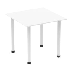 Impulse 800mm Square Table White Top White Post Leg I003675 DD
