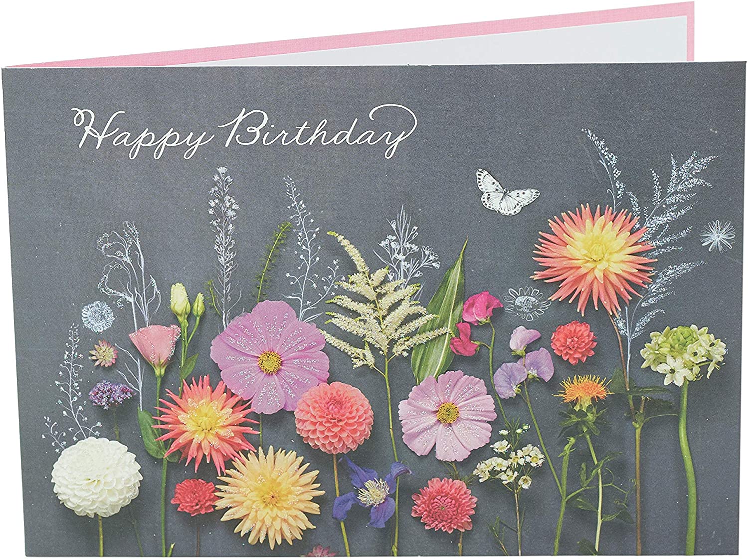 Wildflowers on Black Background Birthday Card