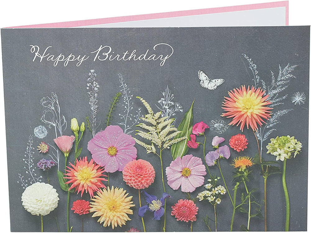 Wildflowers on Black Background Birthday Card