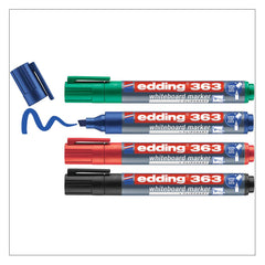 edding 363 Whiteboard Marker Chisel Tip 1-5mm Line Assorted Colours (Pack 4) - 4-363-4
