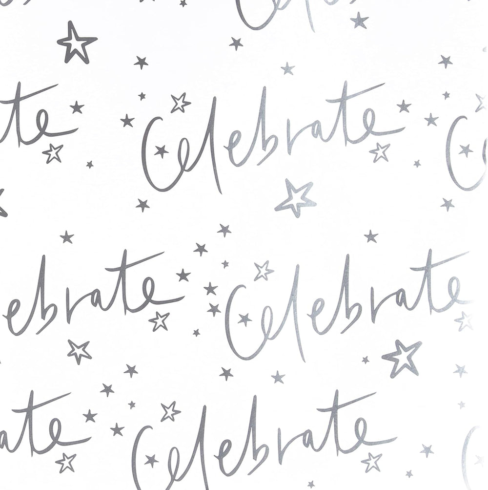 Celebration Wrapping Paper and Gift Tag Pack Bundle - 2 Sheets and 2 Tags in 2 Designs