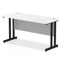 Impulse 1400 x 600mm Straight Desk White Top Black Cantilever Leg MI003322 DD