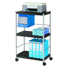 Fast Paper Mobile Trolley Large 3 Shelves Black/Silver - FDP3L01 DD