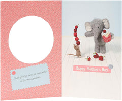 Mother's Day Card for Nanny With Envelope - Cute Elephant Design, Pink
