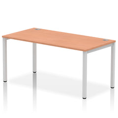 Impulse Single Row Bench Desk W1600 x D800 x H730mm Beech Finish Silver Frame - IB00268 DD