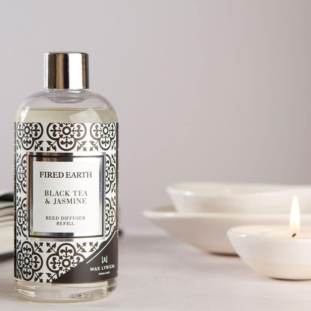 Wax Lyrical Reed Diffuser refill with Black Tea & Jasmine scent in a 200ml bottle, designed for elegant home fragrance.