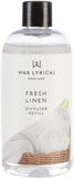Wax Lyrical Reed Diffuser Fresh Linen 200ml refill bottle with reed sticks for home fragrance, shown in the image.