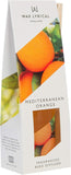 Wax Lyrical Mediterranean Orange Reed Diffuser 40ml with elegant glass bottle and reeds for home fragrance.
