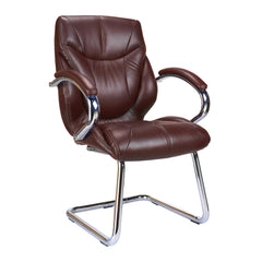 Nautilus Designs Sandown High Back Luxurious Leather Faced Synchronous Visitor Chair With Integrated Headrest & Fixed Arms Brown - DPA617AV/BW DD