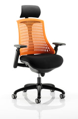 Flex Chair Black Frame With Orange Back With Headrest KC0107 DD
