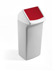 Durable DURABIN Plastic Waste Recycling Bin Rectangular 40 Litre with Red Lid - VEH2012037 DD