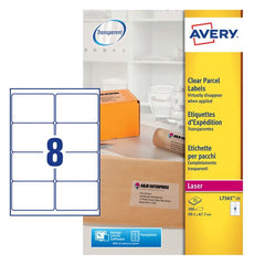 Avery Laser Parcel Label 99x67.7mm 8 Per A4 Sheet Clear (Pack 200 Labels) L7565-25