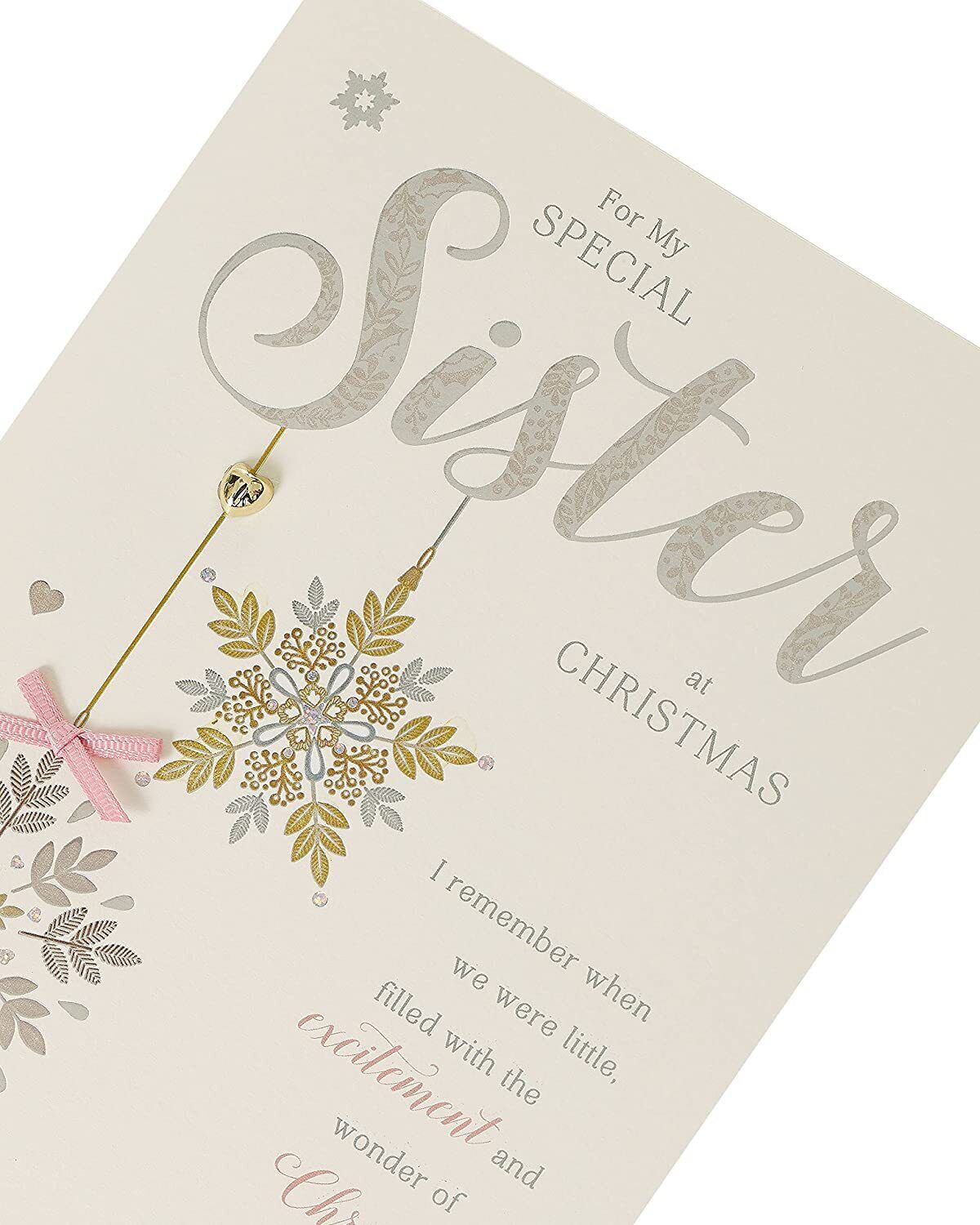 Off White Christmas Card For Sister