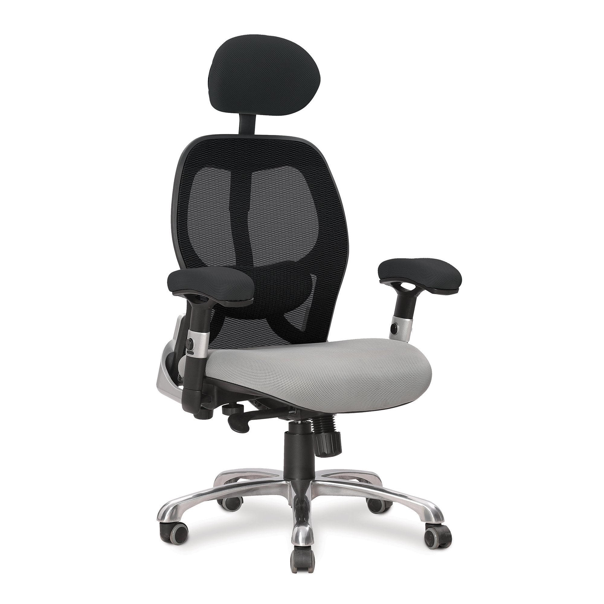 Nautilus Designs Ergo Luxury High Back Ergonomic Mesh Executive Operator Office Chair Black/Grey - Certified for 24 Hour Use - DPA/ERGO/BK-GY DD