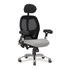 Nautilus Designs Ergo Luxury High Back Ergonomic Mesh Executive Operator Office Chair Black/Grey - Certified for 24 Hour Use - DPA/ERGO/BK-GY DD