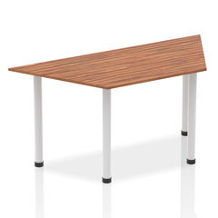 Impulse 1600mm Trapezium Table Walnut Top Silver Post Leg BF00188 DD