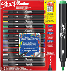 Sharpie Creative Marker Acrylic Paint Markers Water-Based Bullet Tip Assorted Colours (Pack 12) - 2201070