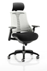 Flex Chair Black Frame With Moonstone White Back With Headrest KC0104 DD