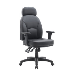Nautilus Designs Avon High Back 24 Hour Triple Lever Bonded Leather Operator Office Chair With Height Adjustable Arms Black - BCL/R373/BK DD