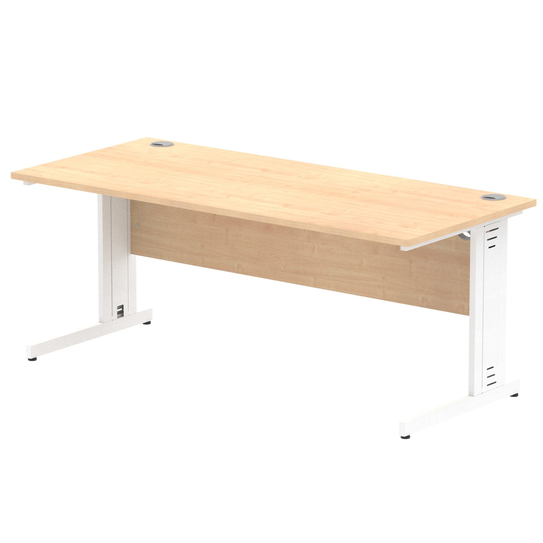 Impulse 1800 x 800mm Straight Desk Maple Top White Cable Managed Leg MI002500 DD