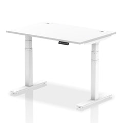 Dynamic Air 1200 x 800mm Height Adjustable Desk White Top Cable Ports White Leg HA01109 DD