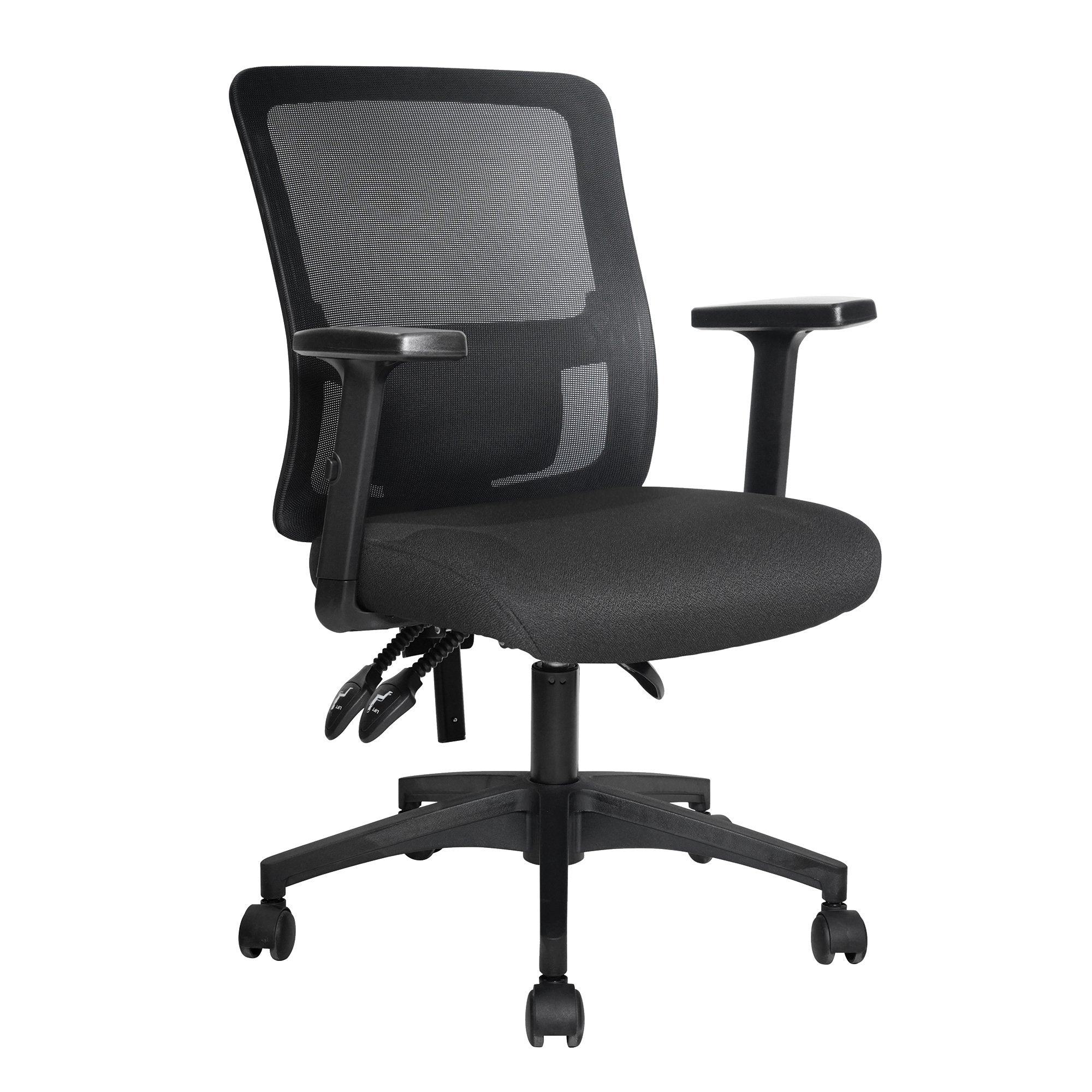 Nautilus Designs Barri Medium Back 3 Lever Mesh Task Operator Office Chair With Fabric Seat and Height Adjustable Arms Black - BCM/K610/BK DD