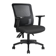 Nautilus Designs Barri Medium Back 3 Lever Mesh Task Operator Office Chair With Fabric Seat and Height Adjustable Arms Black - BCM/K610/BK DD