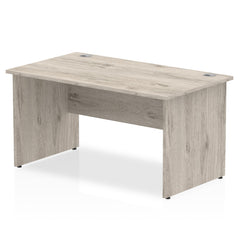 Impulse 1400 x 800mm Straight Desk Grey Oak Top Panel End Leg I003087 DD