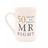 Widdop Amore 50 Years Mr and Mrs anniversary gift set with decorative keepsakes and matching accessories displayed together.