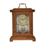 Widdop & Co wood mantel clock in lantern style with handle, featuring a rustic design and classic clock face.