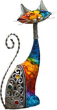 Widdop & Co Country Living hand-painted metal standing cat decorative sculpture, detailed and charming home ornament.