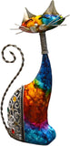 Widdop & Co Country Living hand-painted metal standing cat decorative sculpture for home decor.