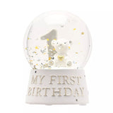Widdop & Co Bambino Resin My 1st Birthday Water Ball giftware with colorful design and a cute baby figure inside.