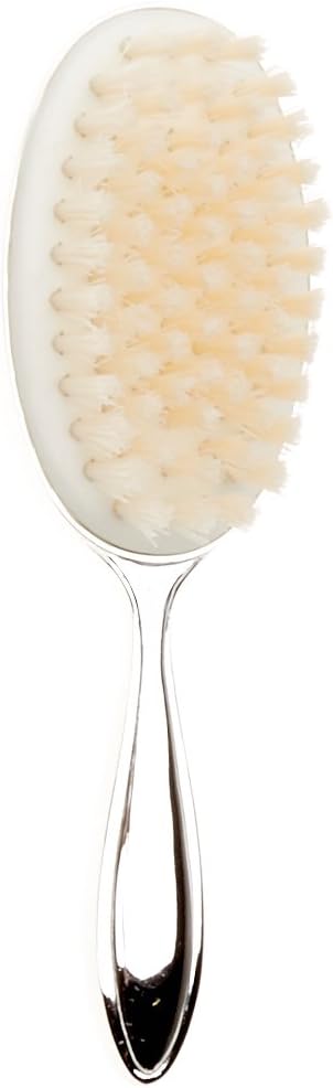 Silver-plated Widdop & Co keepsake birth and Christening gift set with brush and comb, displayed on a neutral background.