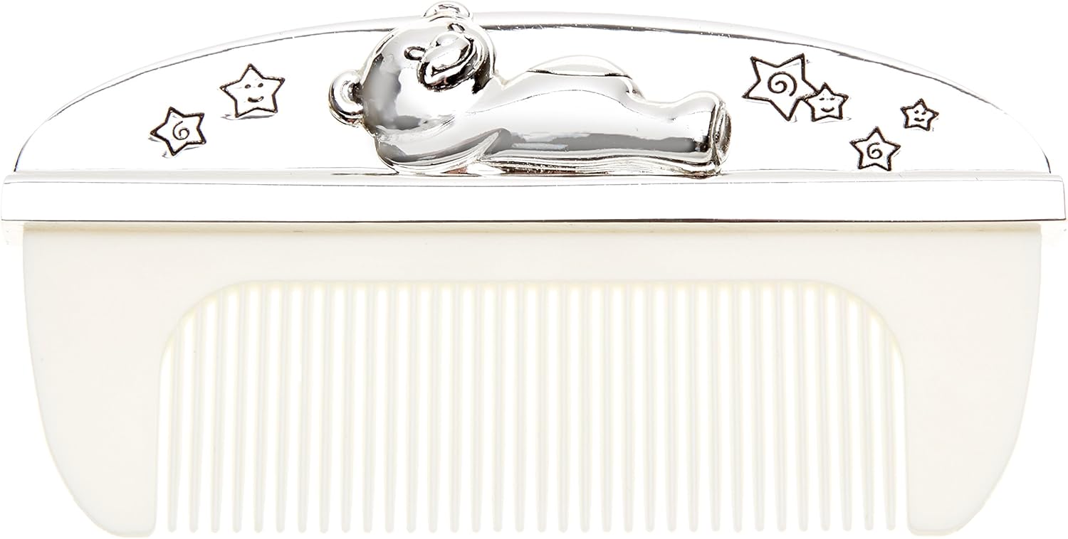 Widdop & Co silver-plated keepsake birth and christening gift set with brush and comb, featuring elegant design details.