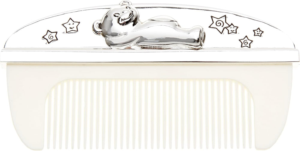 Widdop & Co silver-plated keepsake birth and christening gift set with brush and comb, featuring elegant design details.